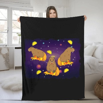 Discover capybaras Mammal Astronauts Space capybaras On Pizza Galaxy Fleece Blankets