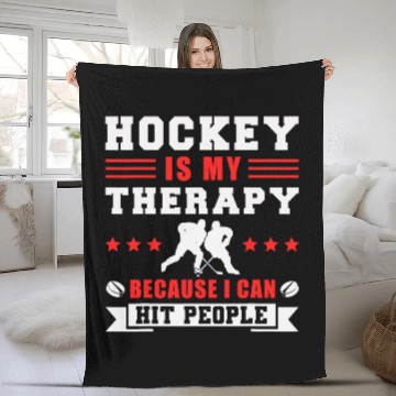 Discover Sport Hockey Is My Therapy Player Team Fleece Blankets