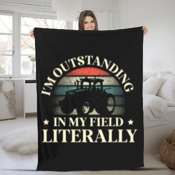 Discover Im Outstanding In My Field Literally Farming Tractor Ranch Fleece Blankets
