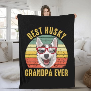 Discover Husky Pet bests Husky Grandpa Ever Retro Fathers Day Fleece Blankets