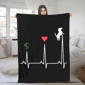 Discover Dachshund Pet Rising ECG Heartbeat Line Fleece Blankets