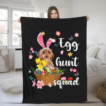 Discover Cockapoo Pet Happy Easter Day Easter Colorful Egg Hunt Fleece Blankets