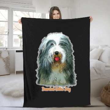 Discover Bearded Collie Pet Face for Beardie Pet Owners Gift Fleece Blankets