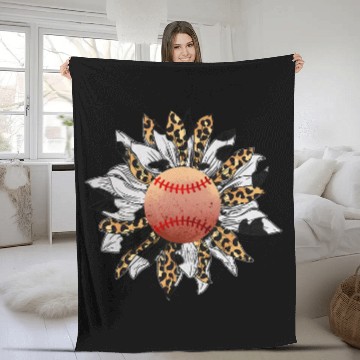 Discover Sport Baseball Cow Print Leopard Print Sunflower Fleece Blankets