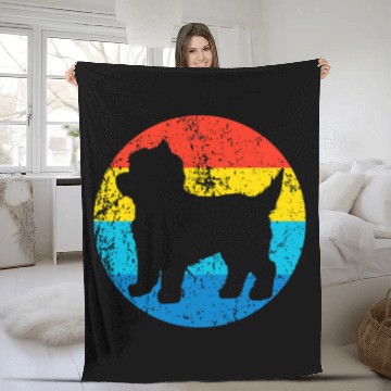 Discover Cairn Terrier Pet Breed Silhouette Retro 1970s Circle Fleece Blankets