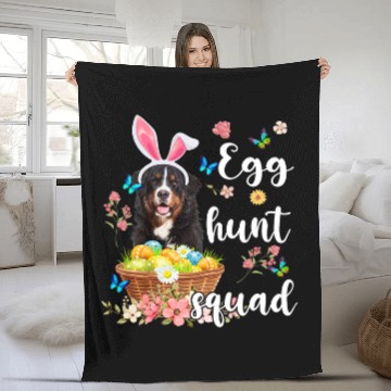 Discover Bernese Mountain Pet Happy Easter Day Colorful Egg Hunt Squad Zip Fleece Blankets