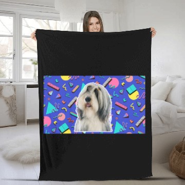Discover Bearded Collie Pet 90s Sticker Pattern Dog Zip Fleece Blankets
