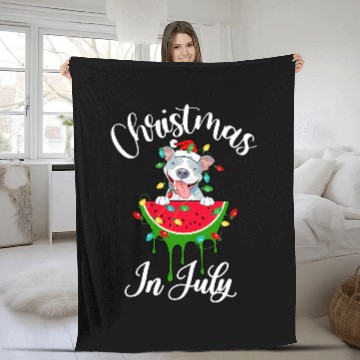 Discover Pitbull Pet Santa Hat Bully Pittie Dog Lover Summer Fleece Blankets
