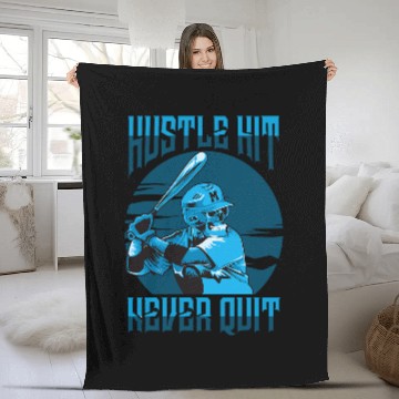 Discover Sport Baseball Hustle Hit never Quit Baseball catcher Fleece Blankets
