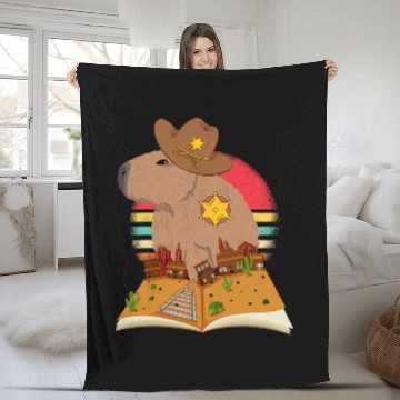 Discover capybaras Mammal Sheriff Retro 70s Sunset Western Baseball Tees Fleece Blankets