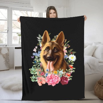 Discover German Shepherd Pet Shepherd.Flowersspringsummerbutterflies 1 Zip Fleece Blankets