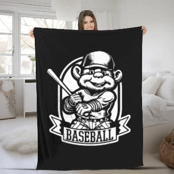 Discover Sport Baseball monkey. Get ready for a swingin victory Baseball Tees Fleece Blankets