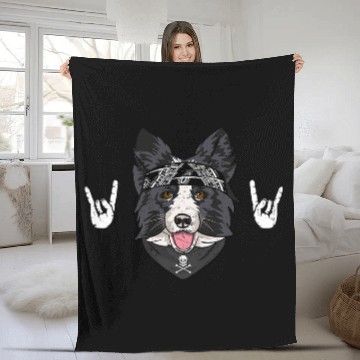 Discover Border Collie Pet loves rock and heavy music Baseball Tees Fleece Blankets