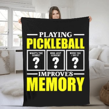 Discover Sport Pickleball Playing Pickleball Improves Memory Funny Pickle Ball Player Fleece Blankets
