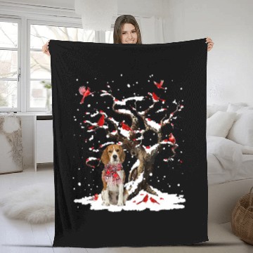 Discover Beagle Pet Scarf Cardinal Snow Christmas Fleece Blankets