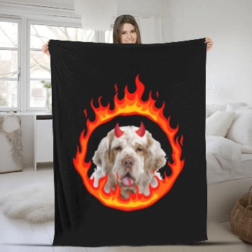 Discover Clumber Spaniel Pet Devil Dog Baseball Tees Fleece Blankets