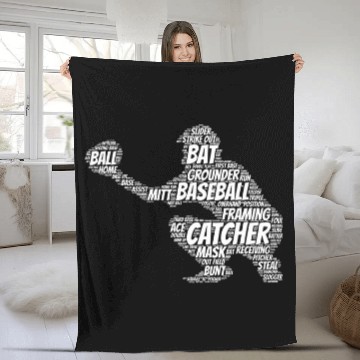 Discover Sport Baseball Catcher 2Word Art Baseball Tees Fleece Blankets