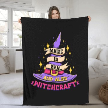 Discover Magic Is Real and Also Witchcraft Wizard Magician Witches Fleece Blankets
