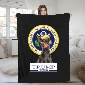 Discover Doberman Pet Trump 04 Doberman Pinscher Baseball Tees Fleece Blankets