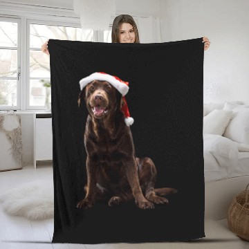 Discover Labrador Pet Chocolate Lab Dog Christmas Cute Fleece Blankets