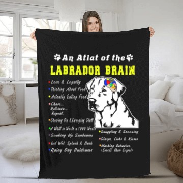 Discover Labrador Pet Brain Black Yellow Chocolate Lab Fleece Blankets