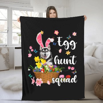 Discover Husky Pet Happy Easter Day Easter Colorful Egg Hunt Fleece Blankets