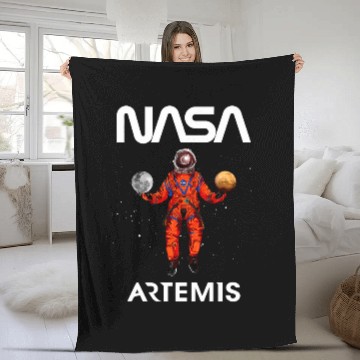 Discover NASA Artemis Mission Astronaut Moon Mars Fleece Blankets