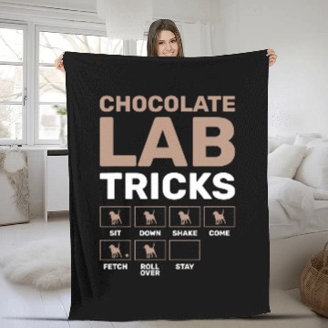 Discover Labrador Pet Chocolate Lab Tricks Black Fleece Blankets