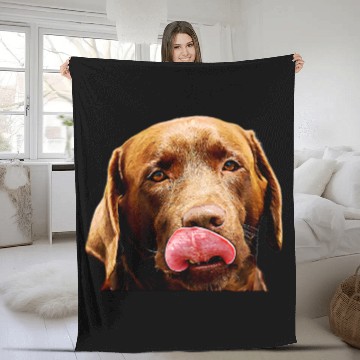 Discover Labrador Pet Chocolate Lab Dog Breed Oil Paint Filter Zip Fleece Blankets