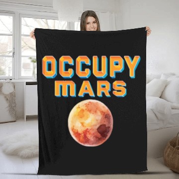 Discover Occupy Mars Outer Space Science Astronaut Spaceship Planets Fleece Blankets