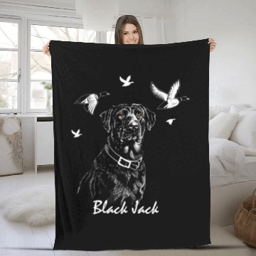Discover Labrador Pet BLACK JACK LABRADOR BIRD HUNTING RETRIEVER Fleece Blankets