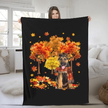 Discover German Shepherd Pet Its Fall Yall Cute German Shepherd Autumn Tree Fall Leaves 17 Fleece Blankets