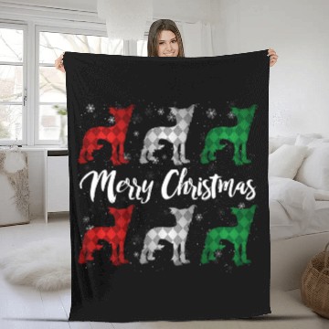 Discover Chinese Crested Pet Merry Christmas Argyle Fleece Blankets
