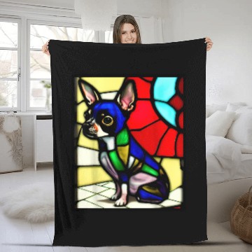 Discover Chihuahua Pet Stained Glass Pop Art 2 9 Fleece Blankets