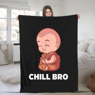 Discover Smiling Buddha Monk Chill Bro Yoga Fleece Blankets