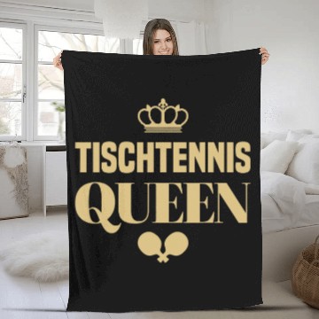 Discover Sport Ping Pong queen saying with table tennis bat Fleece Blankets
