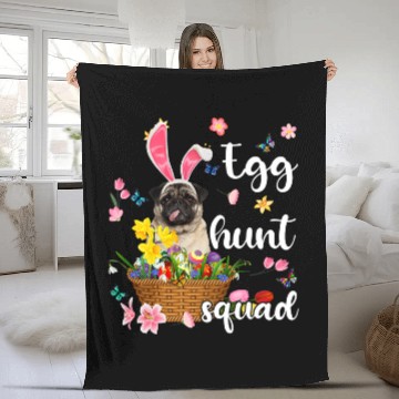 Discover Pug Pet Happy Easter Day Easter Colorful Egg Hunt Fleece Blankets