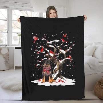 Discover Rottweiler Pet Scarf Cardinal Snow Christmas 237 Fleece Blankets