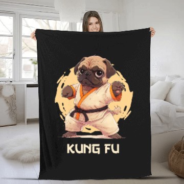 Discover Pug Dog Graphic As Training Kung Fu Clothing Fleece Blankets
