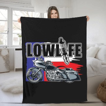 Discover Bagger Motorcycle Texas Flag  Chicano Vicla Lowrider Bikes Zip Fleece Blankets