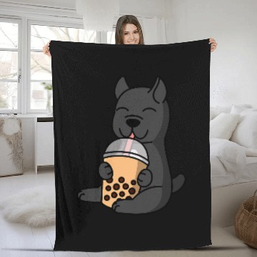 Discover Cane Corso Pet Boba Bubble Milk Tea Cane Corso Fleece Blankets
