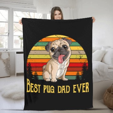 Discover Pug Pet bests Dad Pug ever funny Relaxed Fit 126 Fleece Blankets