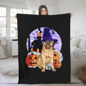 Discover English Mastiff Pet Dog Halloween Witch Pumpkin 3 Fleece Blankets