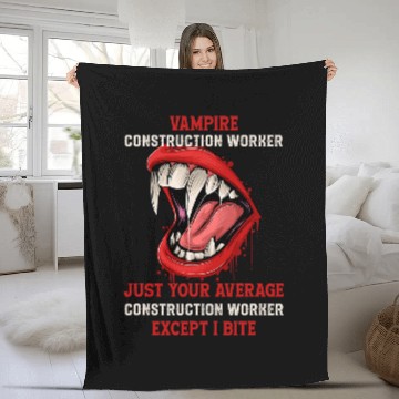Discover Vampire Construction Worker Halloween Foreman Scary Mason Fleece Blankets