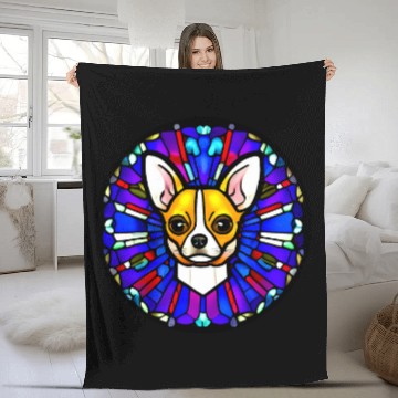Discover Chihuahua Pet Stained Glass Pop Art 5 Fleece Blankets