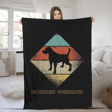 Discover Border Terrier Pet Vintage Retro 1970s Dog Breed Fleece Blankets