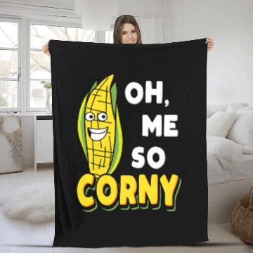 Discover Oh Me So Corny Cornhole Cornwall Farm Funny Farmer Fleece Blankets