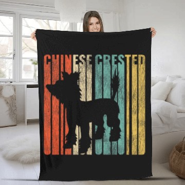 Discover Chinese Crested Pet Retro 1970s Dog Cracked Distressed Fleece Blankets