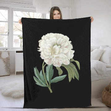 Discover PierreJosephRedoute White Peony Paint Flower Gardener Fleece Blankets