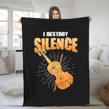 Discover Funny Violin I Destroy Silence Violin Orchestra Tone String Music Design Zip Fleece Blankets